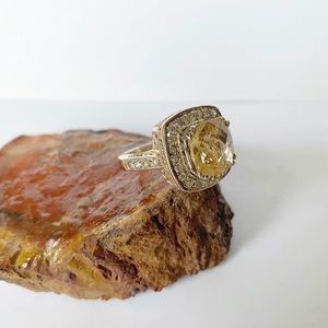 Vintage Sterling Silver Zirconia Citrine Ring